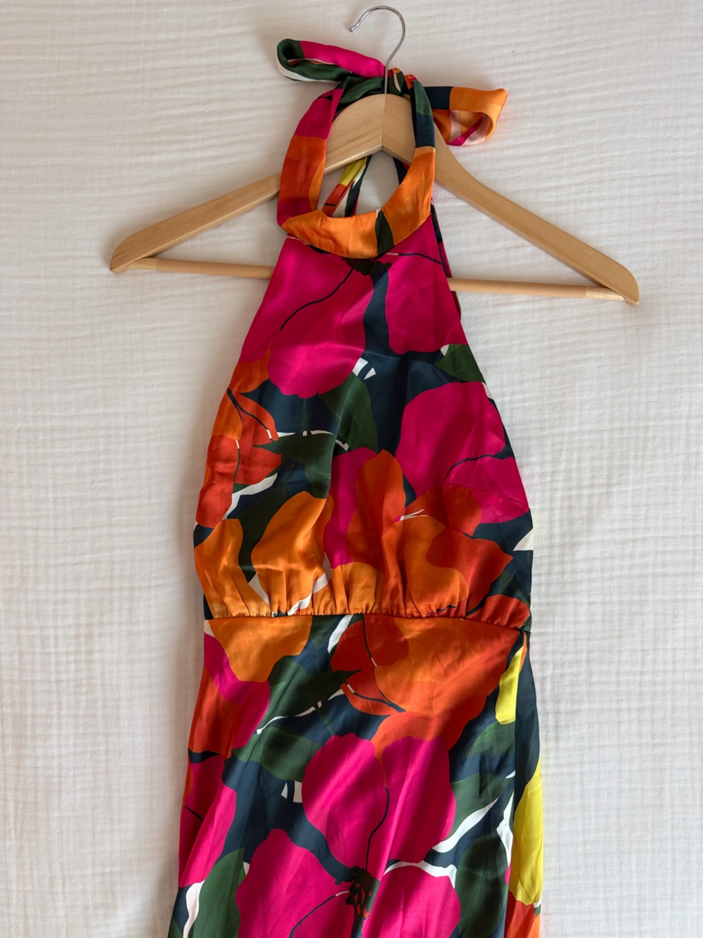 Lulu's Halter Mini Skirt in Fuchsia, Orange & Green